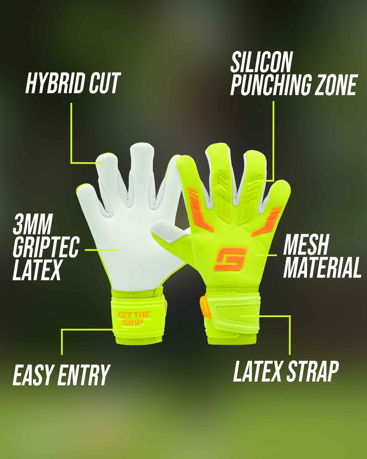 Gripmode Venom Junior 2.0 Goalkeeper gloves with hybrid cut for kids soccer and football