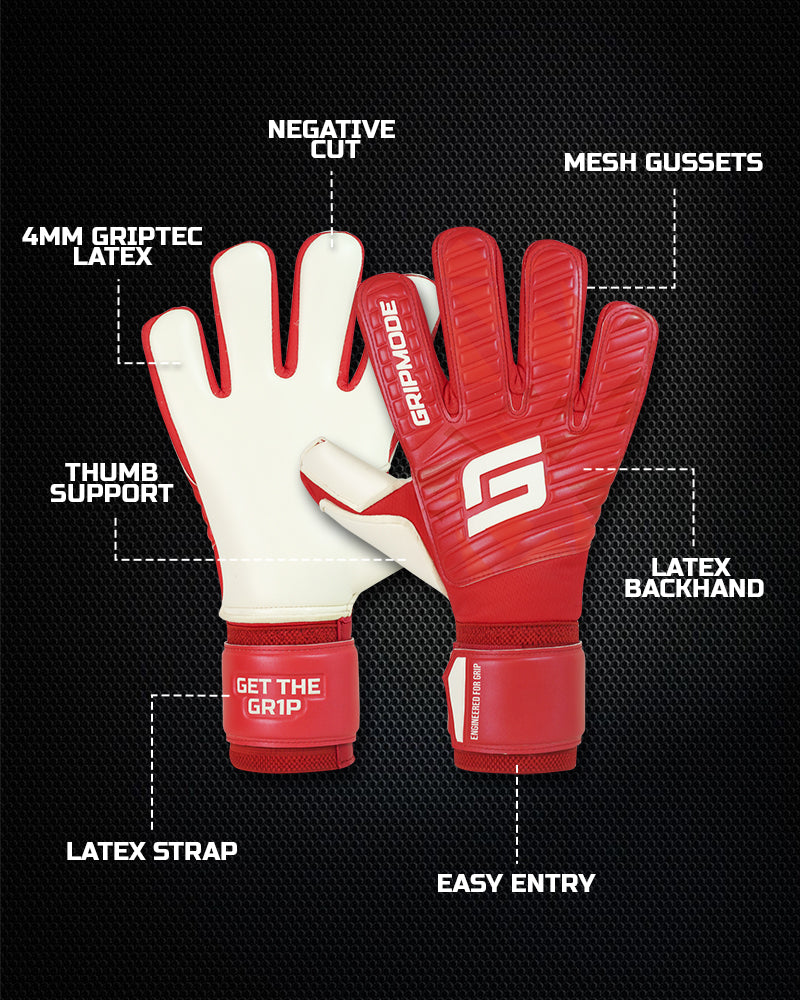 Classic Red Negative Cut - Professional goalkeeper gloves - Gripmdoe